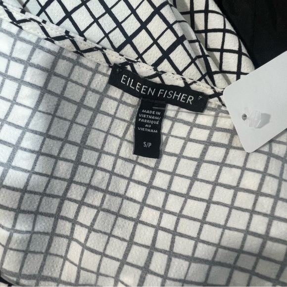 Eileen Fisher Black and White Checkered Blouse - Picture 6 of 7